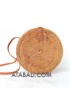 wide and large ata rattan round bag with flower pattern and lining